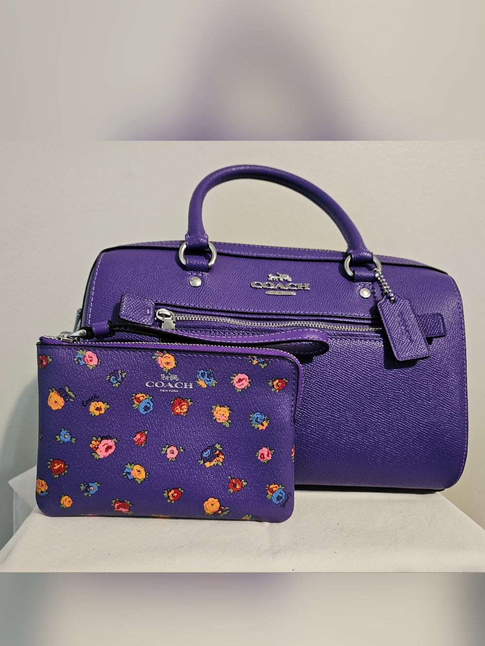 Coach Purple Leather Satchel with Shoulder Strap - Picture 3 of 8